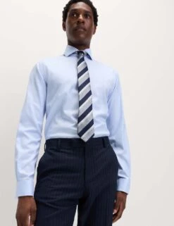 Slim Fit Luxury Cotton Double Cuff Twill Shirt -Marksandspencer Sale Store slim fit easy iron pure cotton twill shirt 8