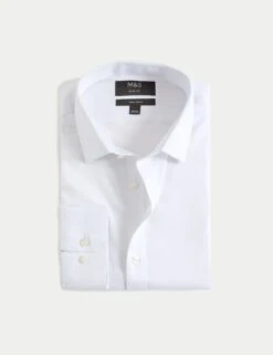 Slim Fit Easy Iron Pure Cotton Textured Shirt -Marksandspencer Sale Store slim fit non iron pure cotton textured shirt 13