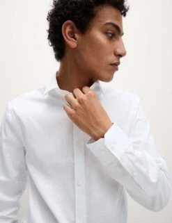 Slim Fit Easy Iron Pure Cotton Textured Shirt -Marksandspencer Sale Store slim fit non iron pure cotton textured shirt 15