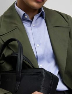 Slim Fit Easy Iron Pure Cotton Textured Shirt -Marksandspencer Sale Store slim fit non iron pure cotton textured shirt 22