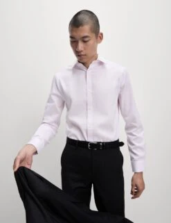 Slim Fit Easy Iron Pure Cotton Textured Shirt -Marksandspencer Sale Store slim fit non iron pure cotton textured shirt 23