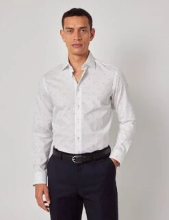 Slim Fit Pure Cotton Dobby Spot Cotton Shirt -Marksandspencer Sale Store slim fit pure cotton dobby spot cotton shirt 2