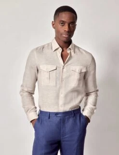 Slim Fit Pure Linen Utility Shirt -Marksandspencer Sale Store slim fit pure linen utility shirt 11