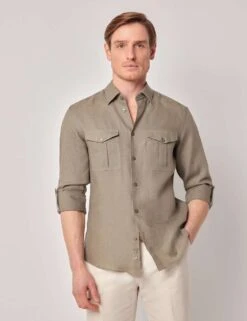 Slim Fit Pure Linen Utility Shirt -Marksandspencer Sale Store slim fit pure linen utility shirt 5
