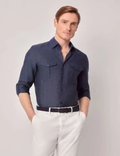 Slim Fit Pure Linen Utility Shirt -Marksandspencer Sale Store slim fit pure linen utility shirt 8