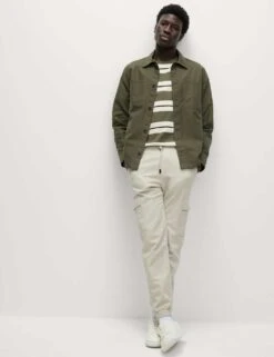 Slim Fit Stretch Cuffed Cargo Trousers -Marksandspencer Sale Store slim fit stretch cuffed cargo joggers 4