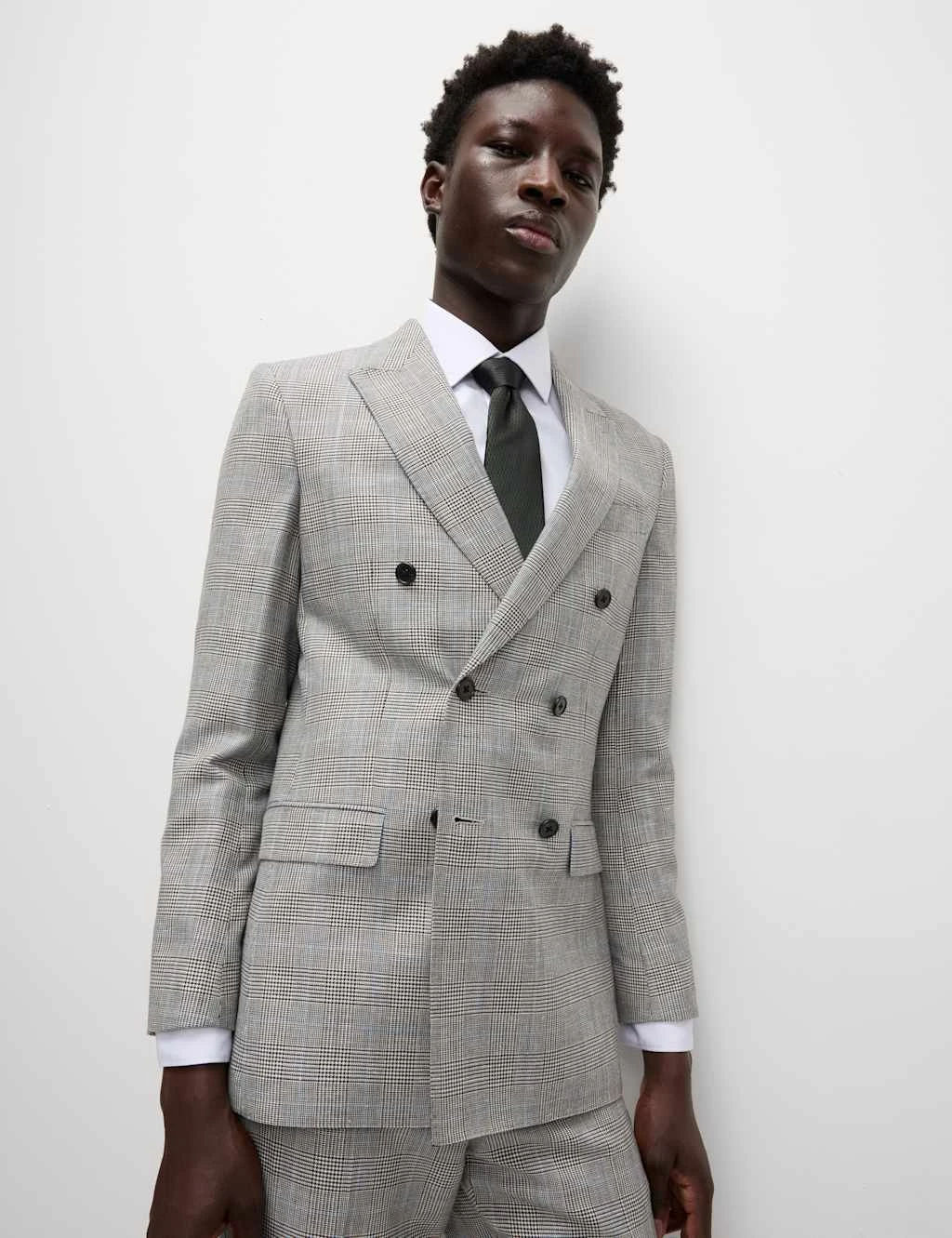 Slim Fit Wool Blend Check Suit Jacket 14 Slim Fit Wool Blend Check Suit Jacket - Image 14