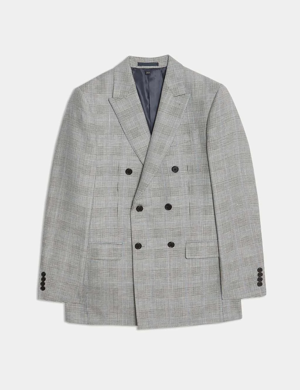 Slim Fit Wool Blend Check Suit Jacket 8 Slim Fit Wool Blend Check Suit Jacket - Image 8