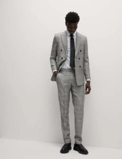 Slim Fit Wool Rich Check Suit Trousers -Marksandspencer Sale Store slim fit wool rich check suit trousers 11