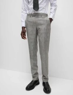 Slim Fit Wool Rich Check Suit Trousers -Marksandspencer Sale Store slim fit wool rich check suit trousers 12