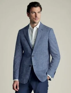 Slim Fit Wool Rich Linen Blend Check Jacket -Marksandspencer Sale Store slim fit wool rich linen blend check jacket 5