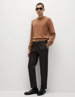 Relaxed Tapered Fit Single Pleat Jeans -Marksandspencer Sale Store slim tapered fit single pleat jeans 10