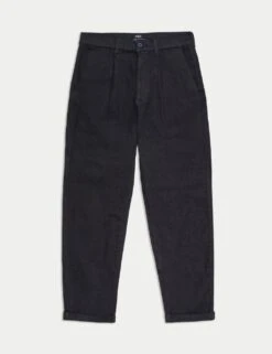Relaxed Tapered Fit Single Pleat Jeans -Marksandspencer Sale Store slim tapered fit single pleat jeans