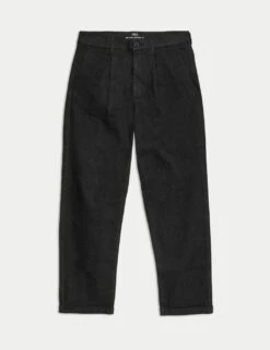 Relaxed Tapered Fit Single Pleat Jeans -Marksandspencer Sale Store slim tapered fit single pleat jeans 5