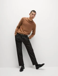 Relaxed Tapered Fit Single Pleat Jeans -Marksandspencer Sale Store slim tapered fit single pleat jeans 7