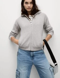 Soft Touch Knitted Zip Up Hoodie -Marksandspencer Sale Store soft touch knitted zip up hoodie 15