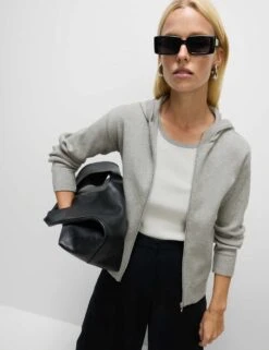 Soft Touch Knitted Zip Up Hoodie -Marksandspencer Sale Store soft touch knitted zip up hoodie 16