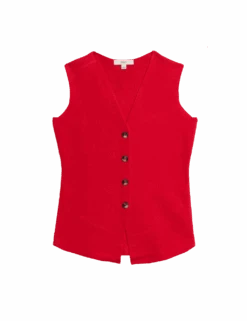 Soft Touch V-Neck Knitted Waistcoat -Marksandspencer Sale Store soft touch v neck knitted waistcoat 1