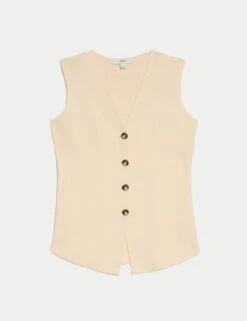 Soft Touch V-Neck Knitted Waistcoat -Marksandspencer Sale Store soft touch v neck knitted waistcoat 12