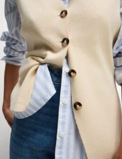 Soft Touch V-Neck Knitted Waistcoat -Marksandspencer Sale Store soft touch v neck knitted waistcoat 13