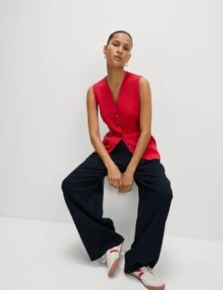 Soft Touch V-Neck Knitted Waistcoat -Marksandspencer Sale Store soft touch v neck knitted waistcoat 16