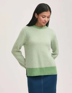 Stella Cotton Rich Striped Crew Neck Jumper -Marksandspencer Sale Store stella cotton rich striped crew neck jumper 8