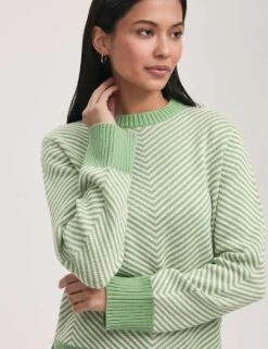 Stella Cotton Rich Striped Crew Neck Jumper -Marksandspencer Sale Store stella cotton rich striped crew neck jumper 9