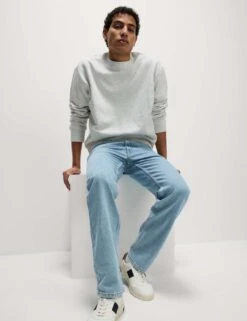 Straight Fit Pure Cotton Jeans -Marksandspencer Sale Store straight fit pure cotton flat front jeans