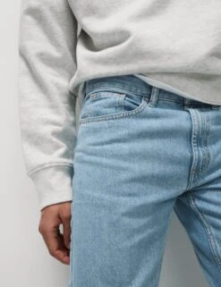 Straight Fit Pure Cotton Jeans -Marksandspencer Sale Store straight fit pure cotton flat front jeans 3