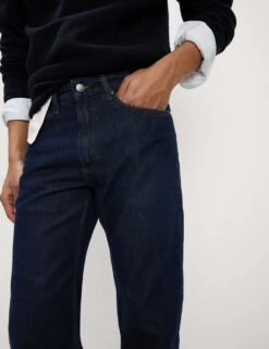 Straight Fit Pure Cotton Jeans -Marksandspencer Sale Store straight fit pure cotton flat front jeans 5