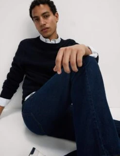 Straight Fit Pure Cotton Jeans -Marksandspencer Sale Store straight fit pure cotton flat front jeans 7