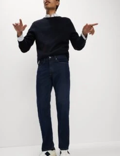 Straight Fit Pure Cotton Jeans -Marksandspencer Sale Store straight fit pure cotton flat front jeans 8