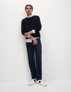 Straight Fit Pure Cotton Jeans -Marksandspencer Sale Store straight fit pure cotton flat front jeans 9