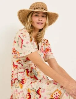 Straw Crochet Embellished Wide Brim Hat -Marksandspencer Sale Store straw crochet embellished wide brim hat 7