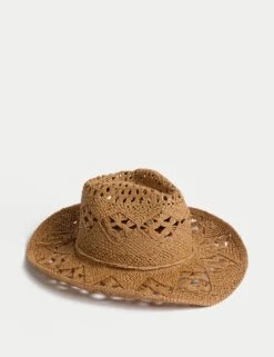 Straw Open Weave Cowboy Hat -Marksandspencer Sale Store straw open weave cowboy hat 1