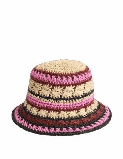 Straw Striped Bucket Hat -Marksandspencer Sale Store straw striped crochet bucket hat