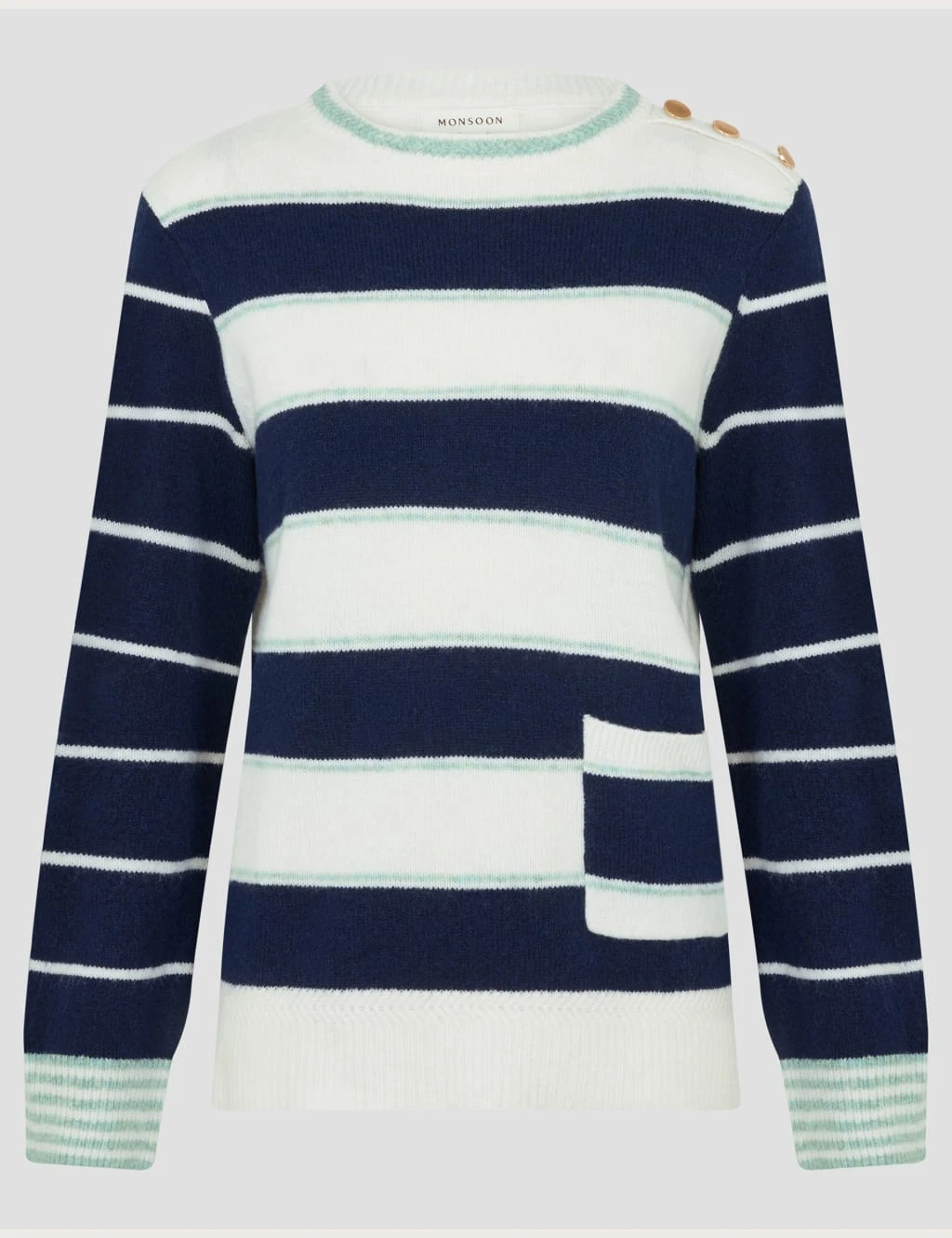 MONSOON Striped Crew Neck Pocket Detail Jumper 6 MONSOON Striped Crew Neck Pocket Detail Jumper - Image 6