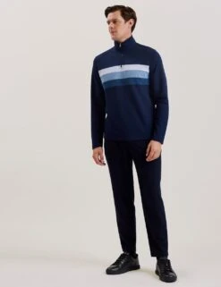 Ted Baker Longman Ombre Detail Half Zip Sweatshirt -Marksandspencer Sale Store striped half zip funnel neck sweatshirt 2