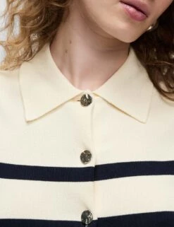 Striped Knitted Collared Button Front Cardigan -Marksandspencer Sale Store striped knitted collared button front cardigan 7