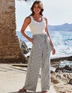 Striped Wide Leg Trousers -Marksandspencer Sale Store striped wide leg trousers 6