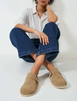 Suede Buckle Flat Mules -Marksandspencer Sale Store suede buckle flat mules 4