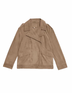 Suede Collared Biker Jacket -Marksandspencer Sale Store suede collared biker jacket