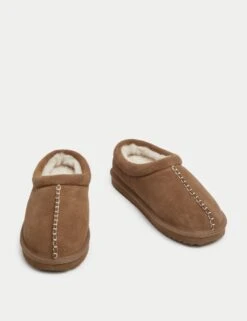 Suede Faux Fur Lined Mule Clog Slippers -Marksandspencer Sale Store suede faux fur lined mule clog slippers 3