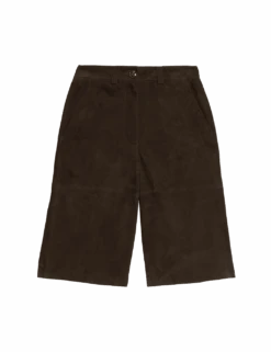 Suede High Waisted Knee Length Shorts -Marksandspencer Sale Store suede high waisted knee length shorts