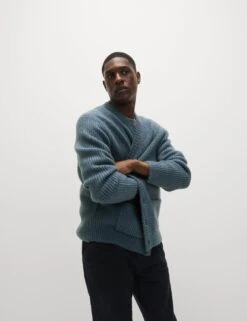 Supersoft Ribbed V-Neck Cardigan With Wool -Marksandspencer Sale Store supersoft ribbed v neck cardigan with wool 11