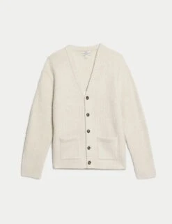 Supersoft Ribbed V-Neck Cardigan With Wool -Marksandspencer Sale Store supersoft ribbed v neck cardigan with wool 16