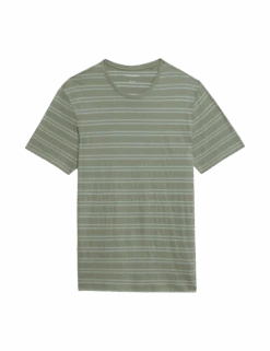 Supima® Cotton Modal Striped T-shirt Vest -Marksandspencer Sale Store supima cotton modal striped t shirt vest 1