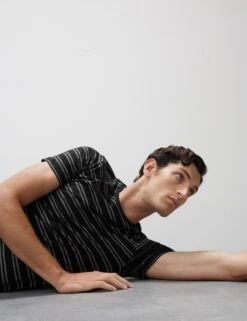 Supima® Cotton Modal Striped T-shirt Vest -Marksandspencer Sale Store supima cotton modal striped t shirt vest 4