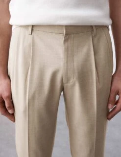 Tailored Fit 360 Flex Pleated Trousers -Marksandspencer Sale Store tailored fit 360 flex pleated suit trousers 4