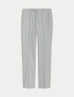Tailored Fit Check Stretch Suit Trousers -Marksandspencer Sale Store tailored fit check stretch suit trousers 7